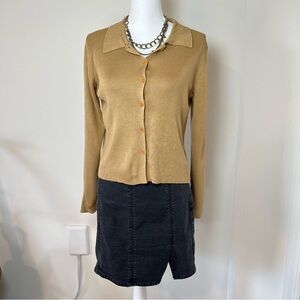 GAP Vintage 1980-90s 100% Pure Silk Muted Yellow Button-Up Shirt 🌻